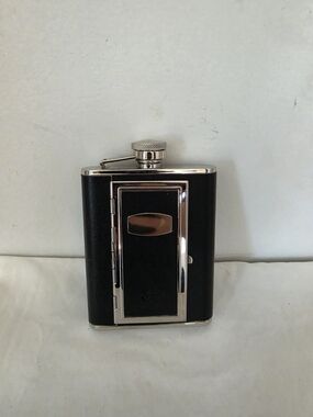 Colibri Black Stainless Steel Hip Flask with Built-In Cigarette Case